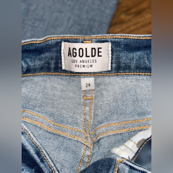 AGOLDE Sophie High Rise Skinny Distressed Jeans Blue Medium Wash Women’s Size 24 - Picture 2 of 8